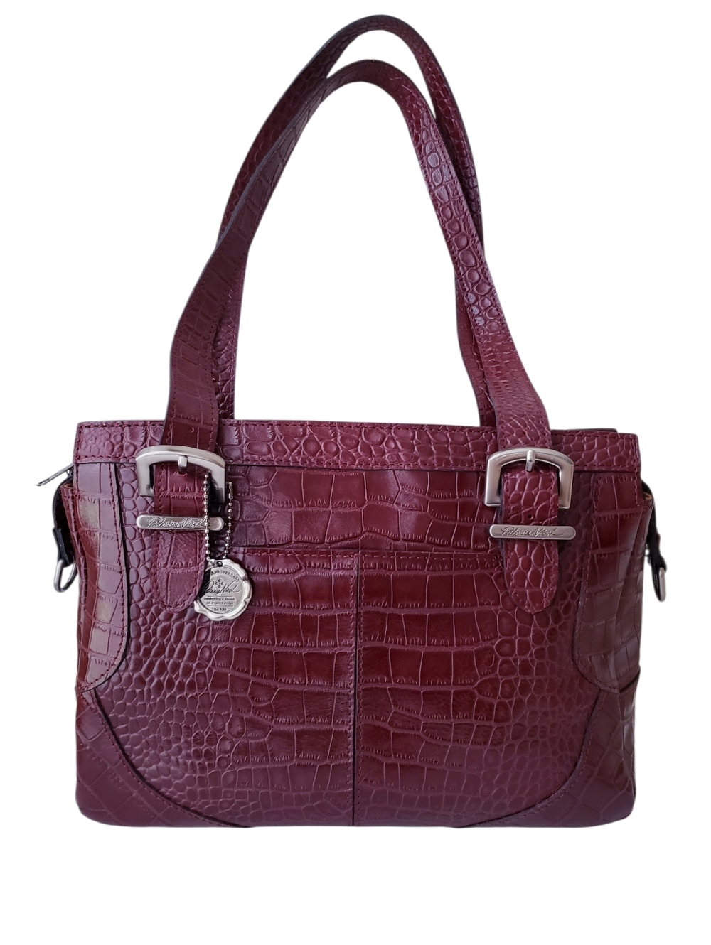 Patricia Nash Hemsley Plum Croc Embossed Satchel Handbag